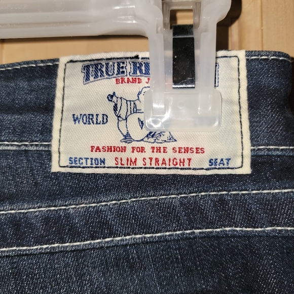 Misses sz 30 True Religion Jeans Crystal mesh pockets Slim Straight Stretch LN - Picture 9 of 10